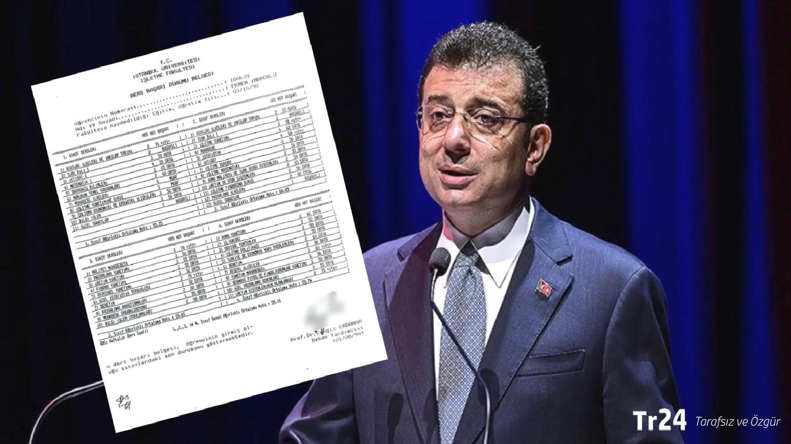 Dersleri geçemediği iddia edilmişti: İmamoğlu’nun mezuniyet notları ortaya çıktı