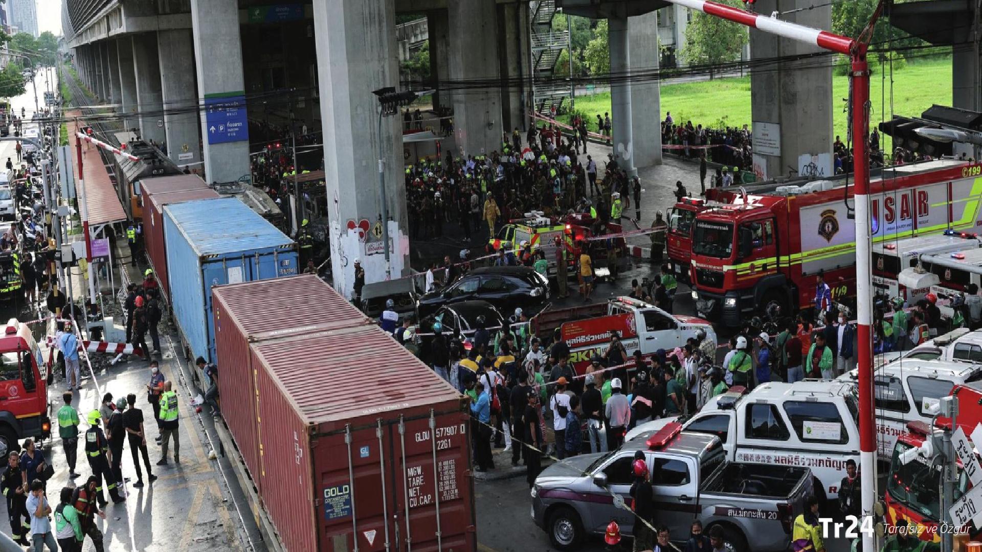 Bangkok’ta tren kazası faciaya dönüştü: Otobüs alev aldı, en az 8 kişi öldü