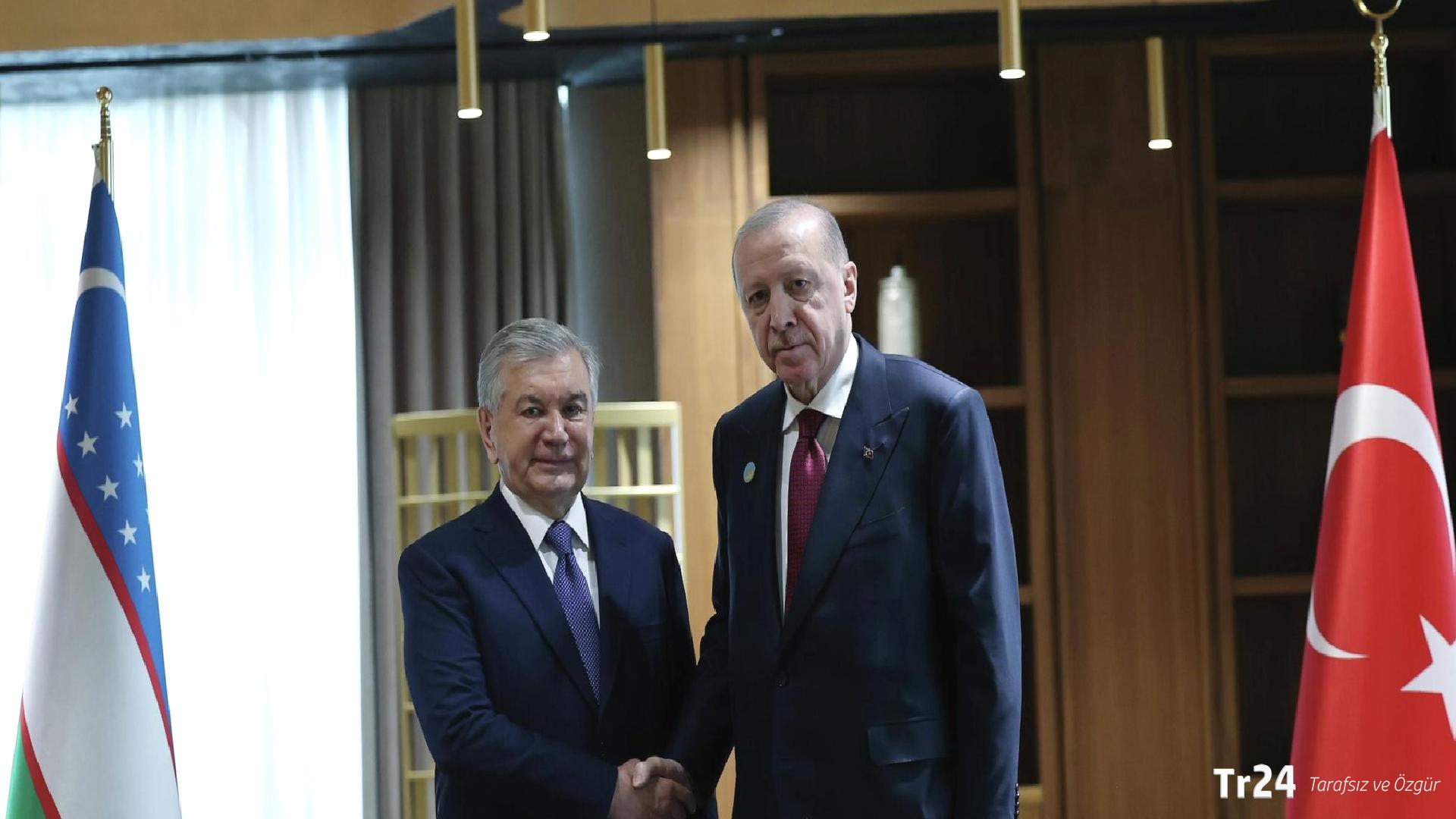 Cumhurbaşkanı Erdoğan, Özbekistan Cumhurbaşkanı Mirziyoyev ile görüştü