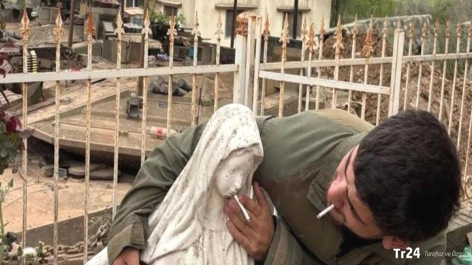 İsrail askeri Meryem Ana heykeline sigara içirdi, yer yine Lübnan