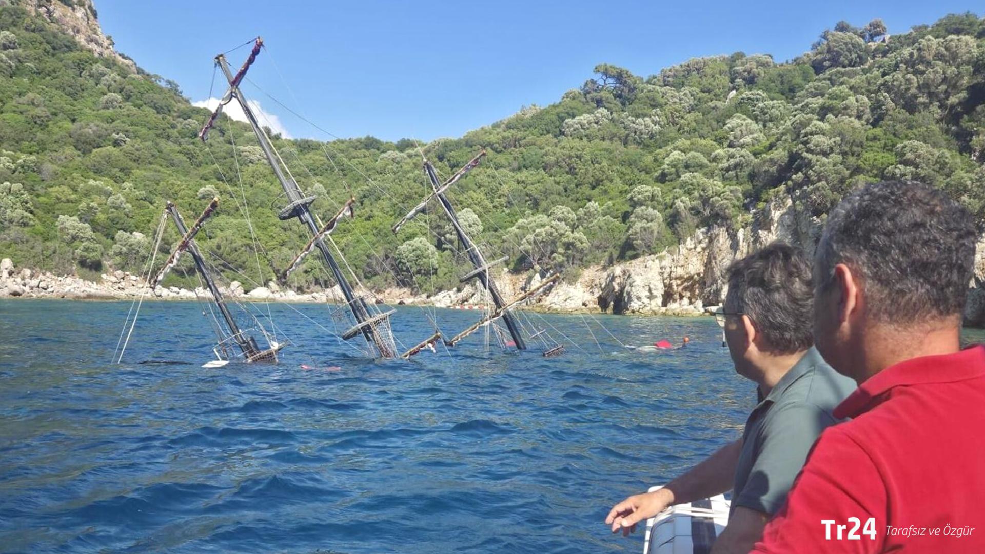 Marmaris’te günlük tur teknesi battı
